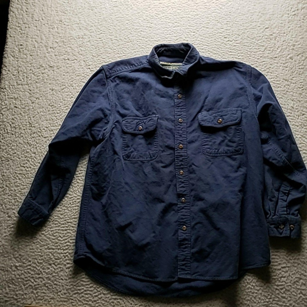 Field & Stream Shirt Mens Small Blue Solid Long Sleeve Flannel Pockets